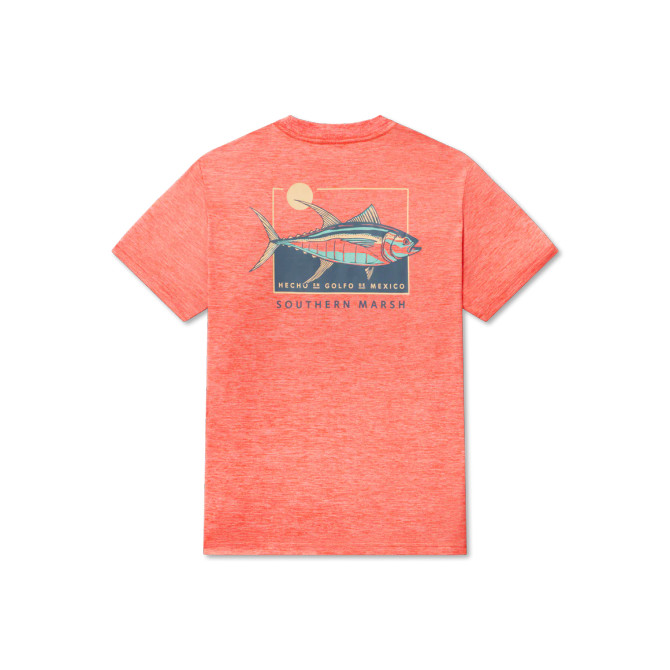 Southern Marsh Youth FieldTec Heathered Tee - Atun de Sol - Coral
