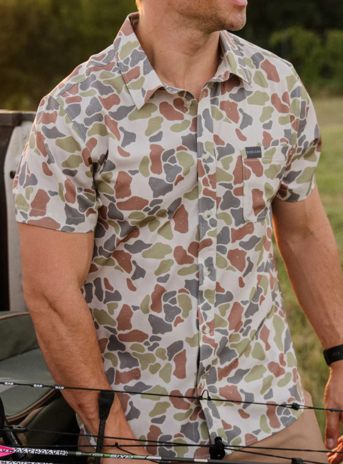 Burlebo Performance Button Up - Driftwood Camo