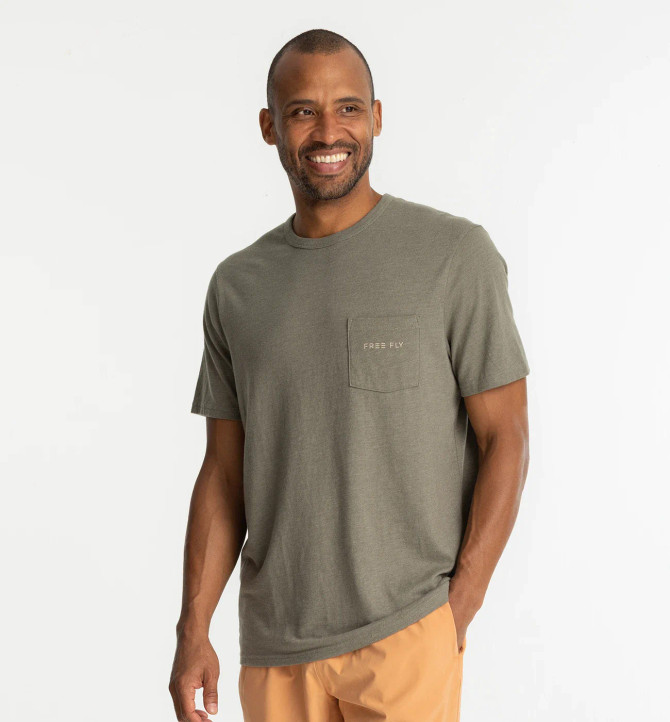 Free Fly Men's Trout Camo Pocket Tee - Heather Fatigue