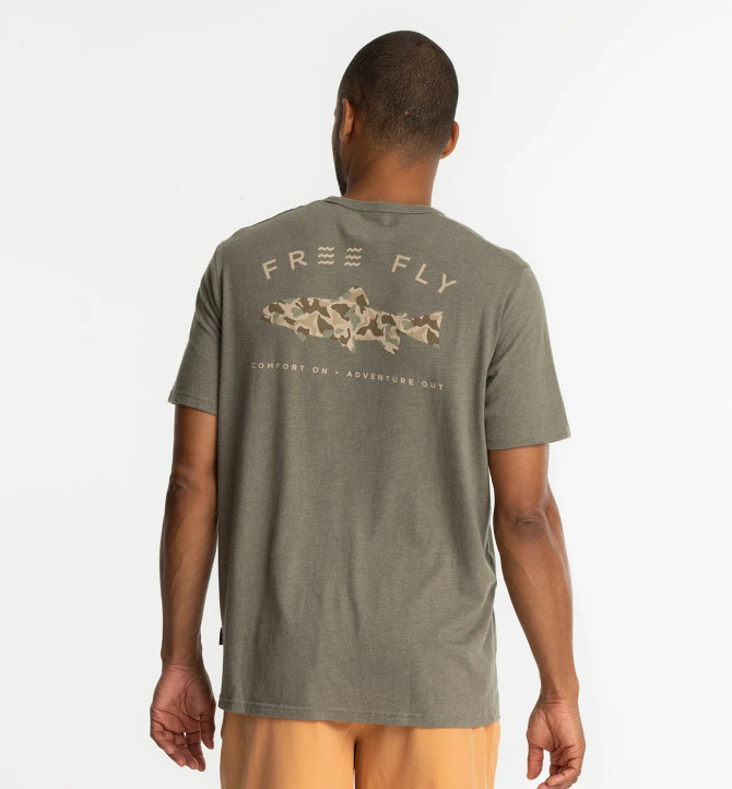 Free Fly Men's Trout Camo Pocket Tee - Heather Fatigue