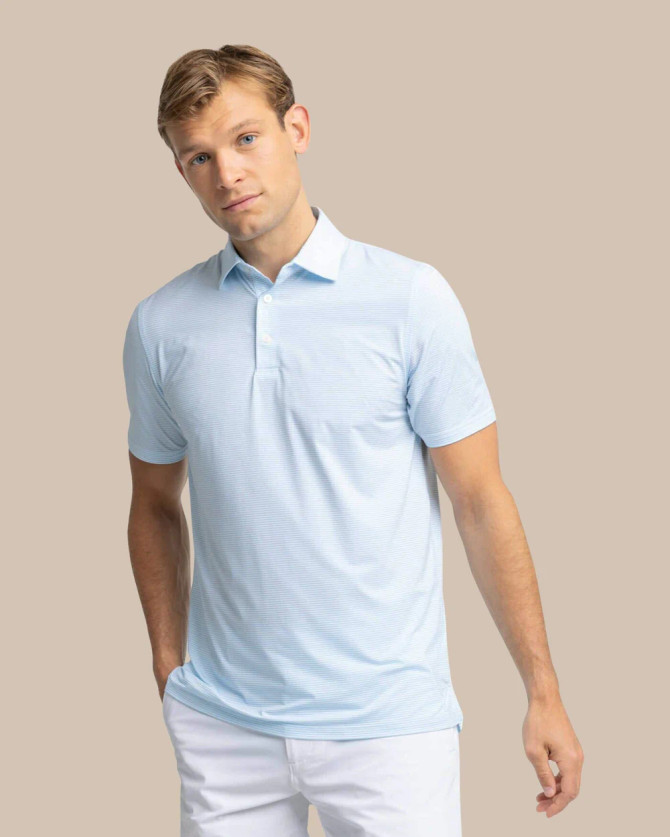 Southern Tide brrr-eeze Meadowbrook Stripe Polo - Clearwater Blue