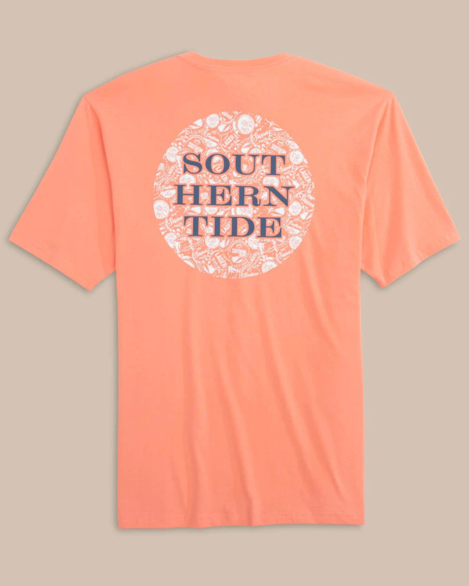 Southern Tide Caps Off Badge Tee - Desert Flower Coral