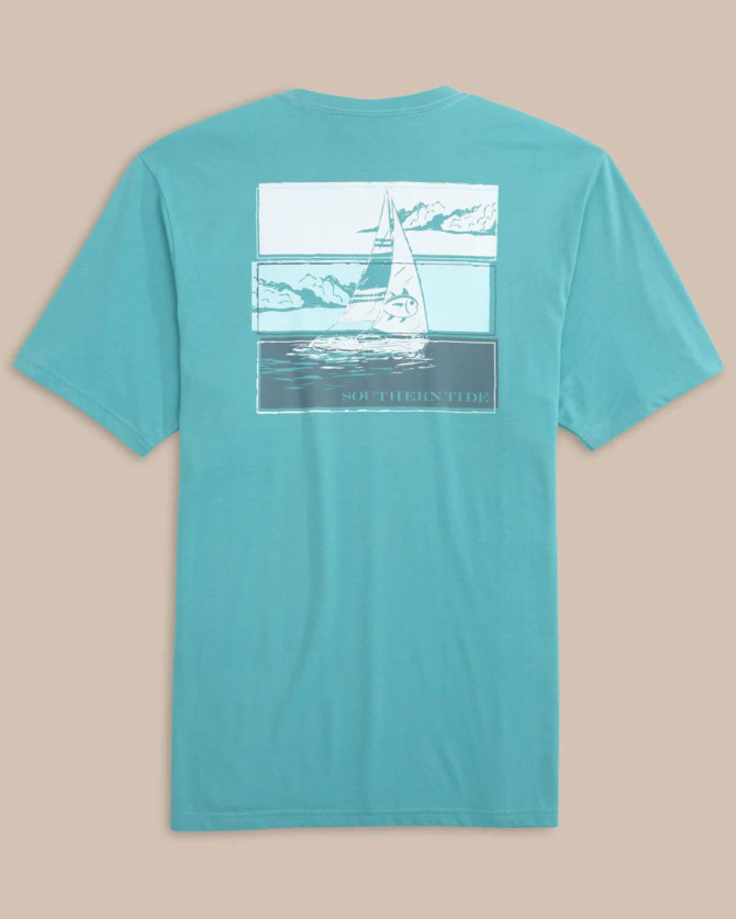 Southern Tide Men's Set Sail Tri Tee - Ocean Aqua