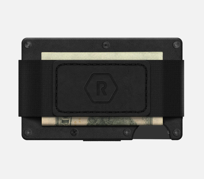 The Ridge Midnight Black Leather Ridge Wallet with Cash Strap