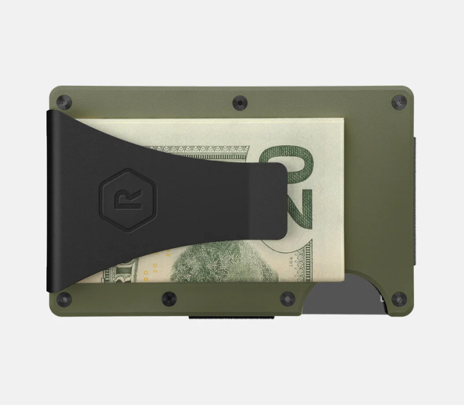 The Ridge Matte Olive Titanium Ridge Wallet with Money Clip