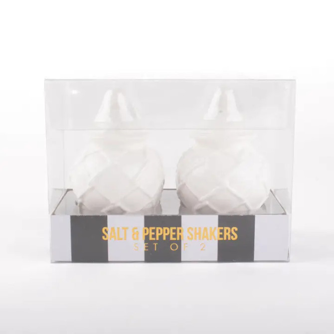 8 Oak Lane White Textured Jar Salt & Pepper Shaker Boxed Set