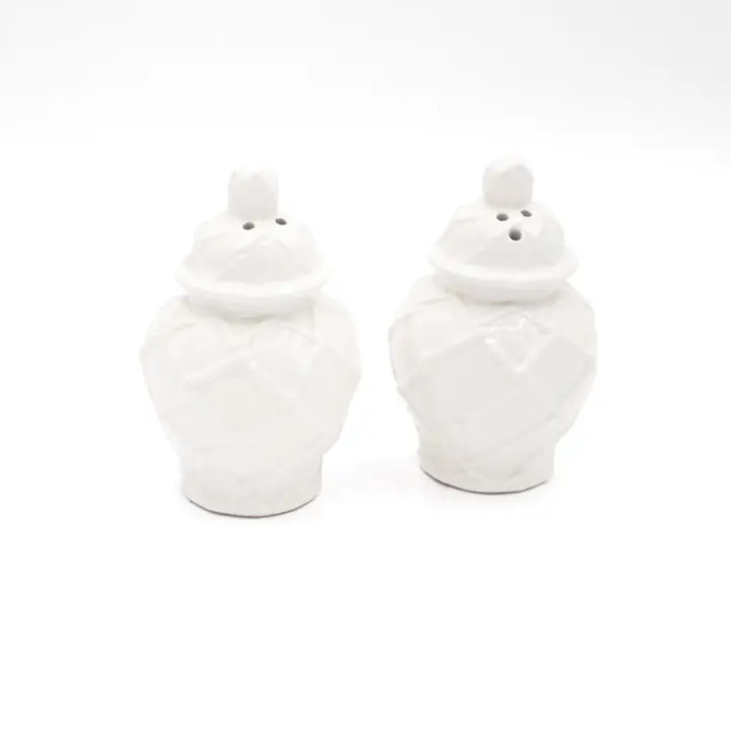 8 Oak Lane White Textured Jar Salt & Pepper Shaker Boxed Set