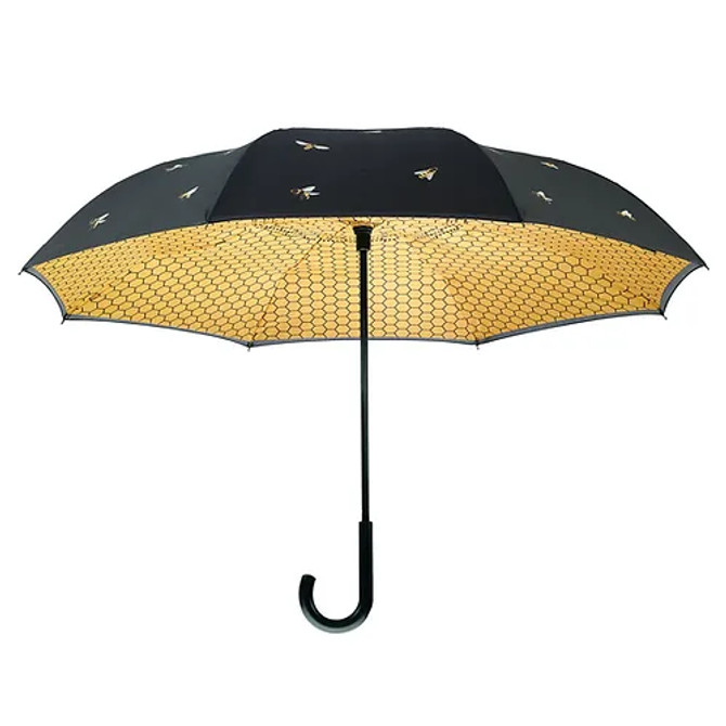 Galleria Bees - Black Stick Umbrella Reverse Close