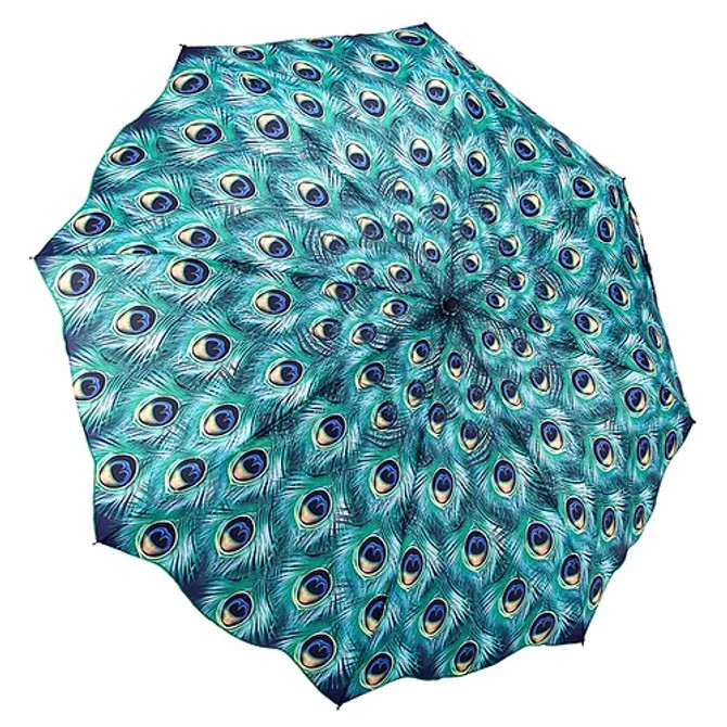 Galleria Peacock Folding Umbrella-Single Cover Reverse Close