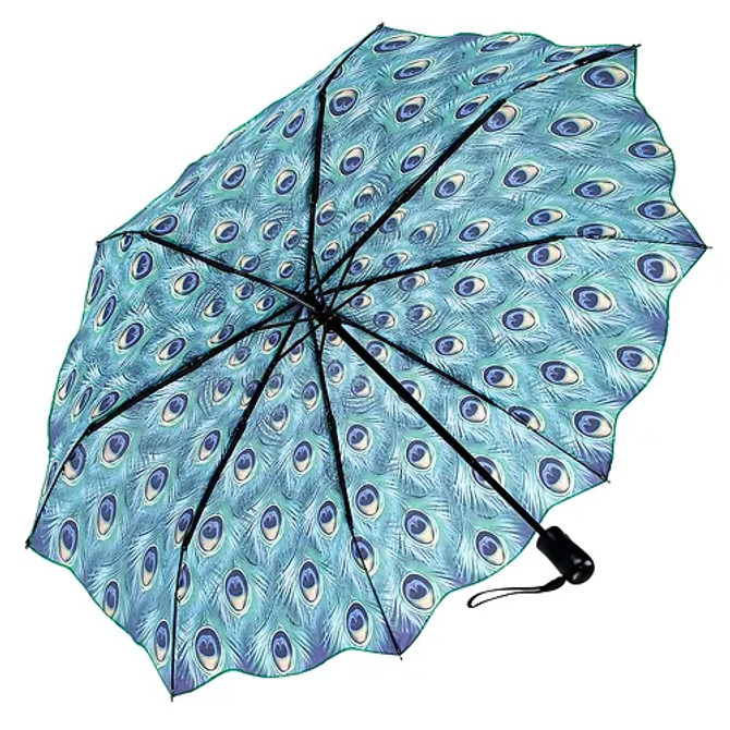 Galleria Peacock Folding Umbrella-Single Cover Reverse Close