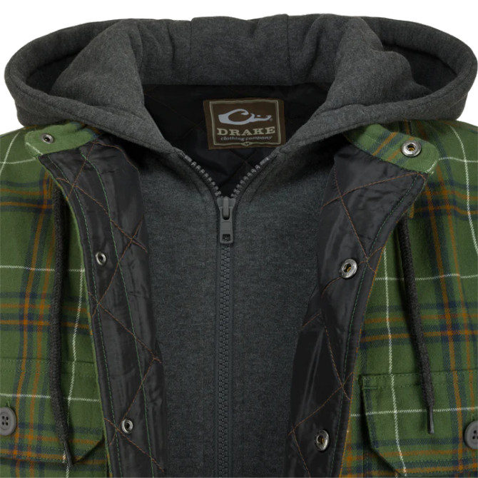 Drake The Campfire Flannel Hoodie - Kalamata Olive