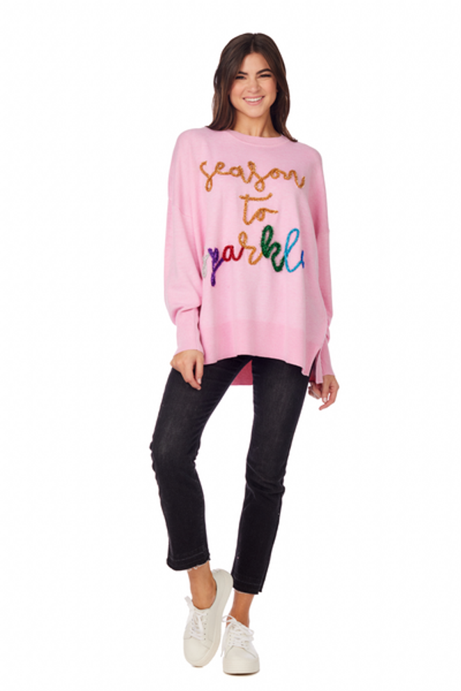 Mud Pie Holiday Sparkle Sweater - Pink