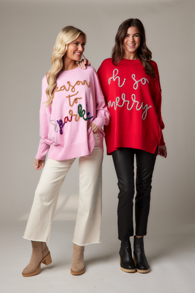 Mud Pie Holiday Sparkle Sweater - Red