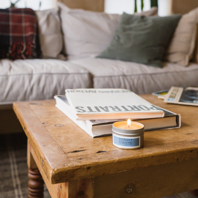 Votivo Aromatic Travel Tin Candle-Icy Blue Pine