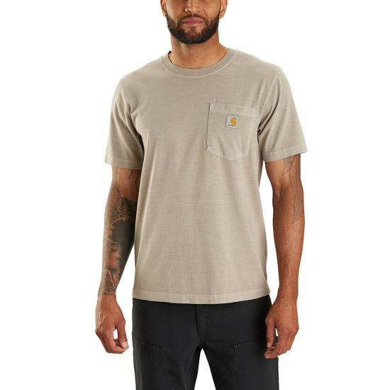 Carhartt Men's Relaxed Fit Midweight Short-Sleeve Garment Dyed Pocket Tee - Greige