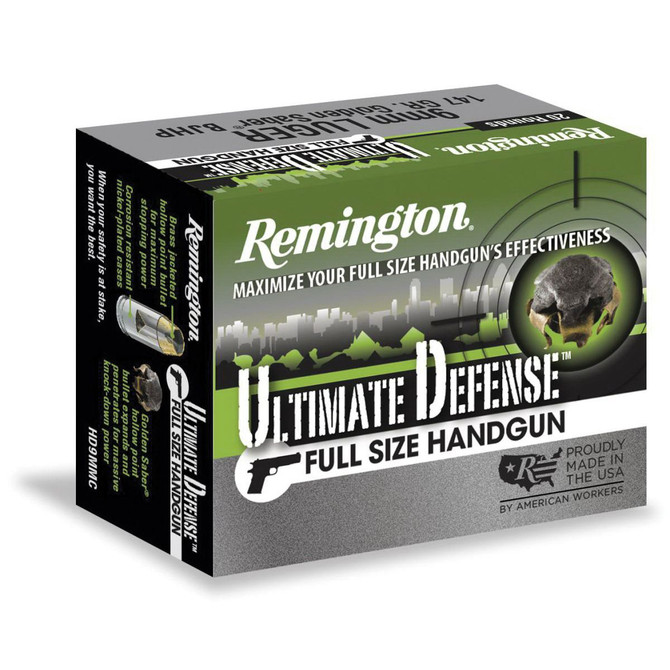 Remington Ultimate Defense Full-Size Handgun 185g Brass Jacket Hollow Point .45 ACP Ammo 20/box