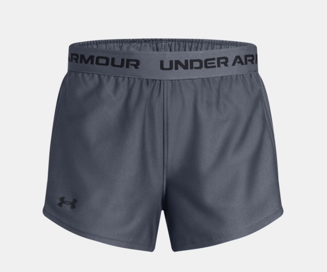 Under Armour Girls Tech Play Up Shorts - Downpour Grey/Black