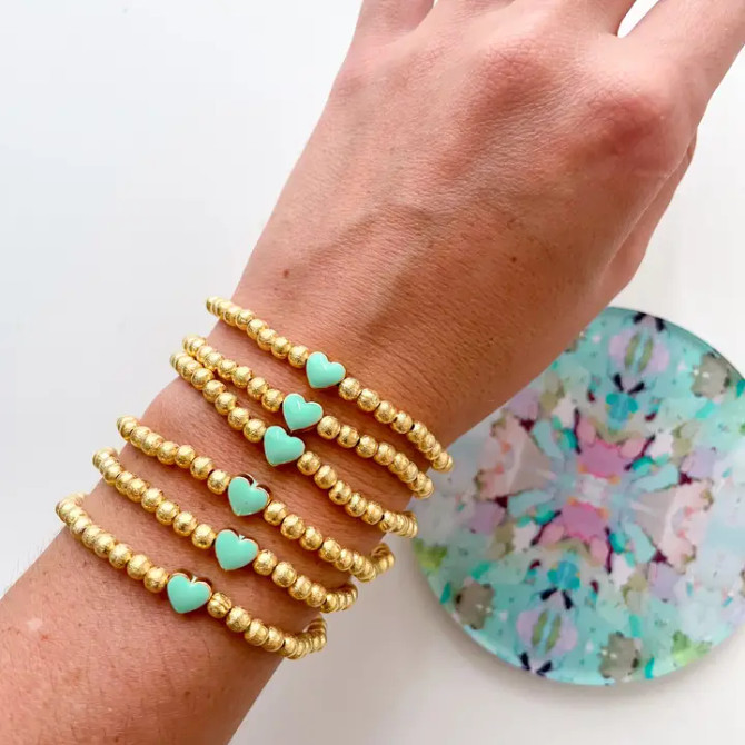 Cola Stacks Aqua Heart Bracelet