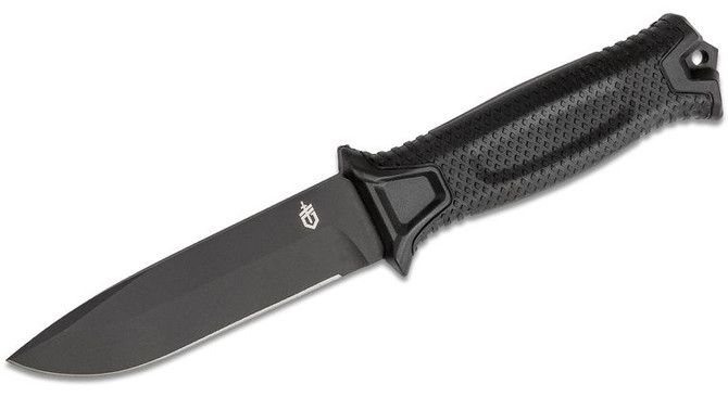 Gerber StrongArm Fixed 4.8" Black Plain Blade, Black Glass Filled Nylon Handle