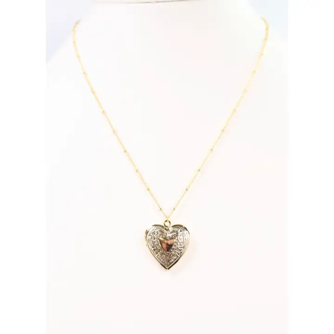 Caroline Hill Raenell Gold Heart Locket Necklace