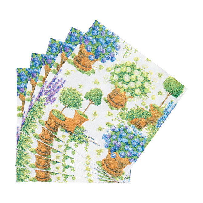 Caspari Potted Hydrangeas Cocktail Napkins