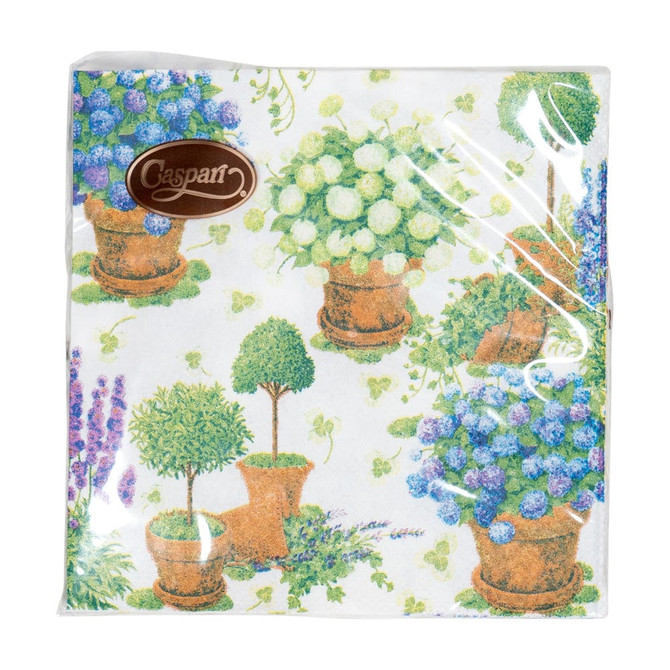 Caspari Potted Hydrangeas Cocktail Napkins