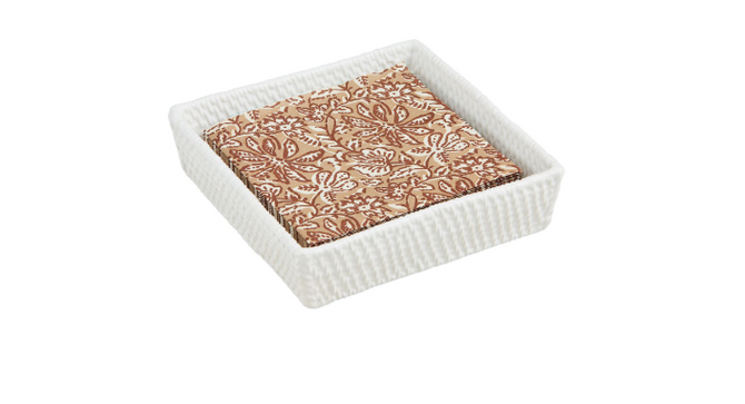 Mud Pie Woven Stoneware Napkin & Caddy Set
