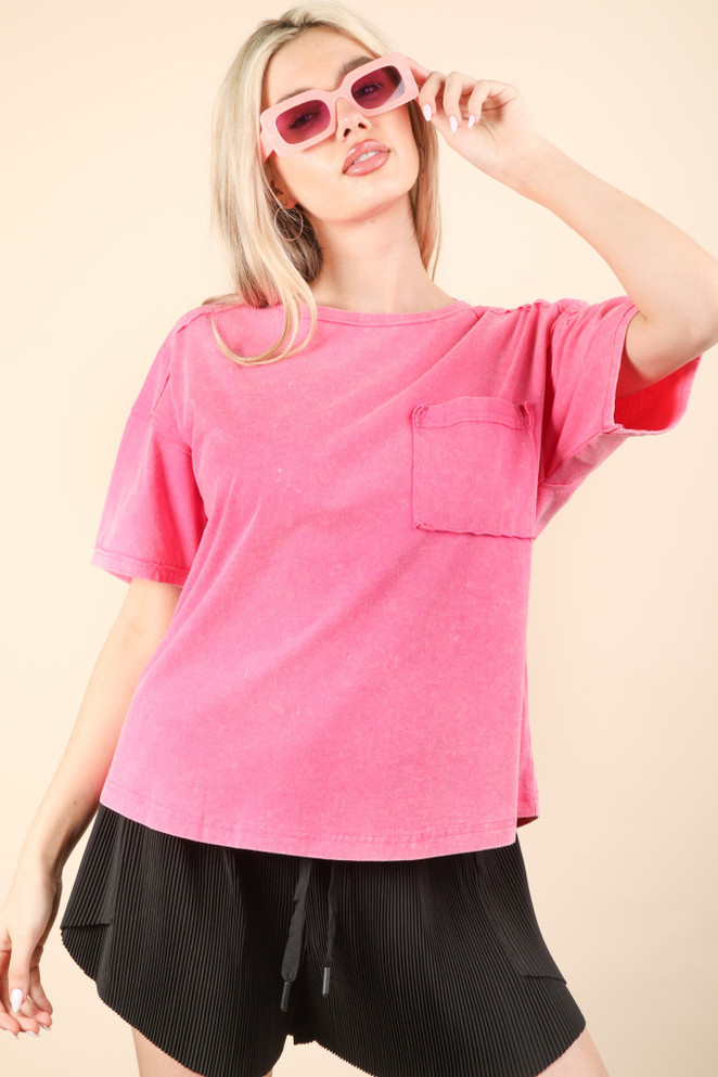 Very J Mineral Washed Knit Top with Pocket