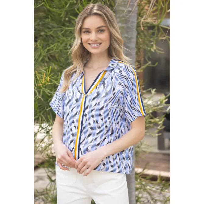 Voy Zig Zag Stripes Top - Blue