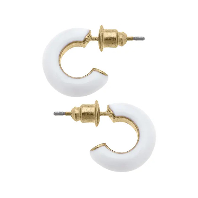 Canvas Kelley Coated Enamel Hoop Earrings - White