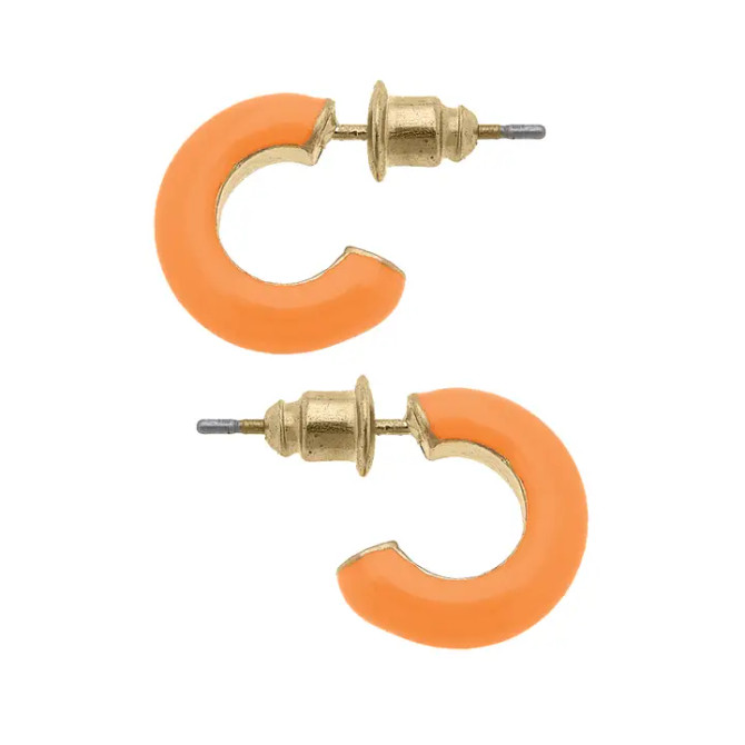 Canvas Kelley Coated Enamel Hoop Earrings - Orange