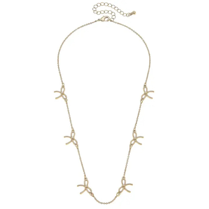 Canvas Bessie Multi Rope Bow Necklace in Shiny Gold
