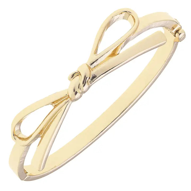 Canvas Karina Bow Wrapped Hinge Bangle in Shiny Gold