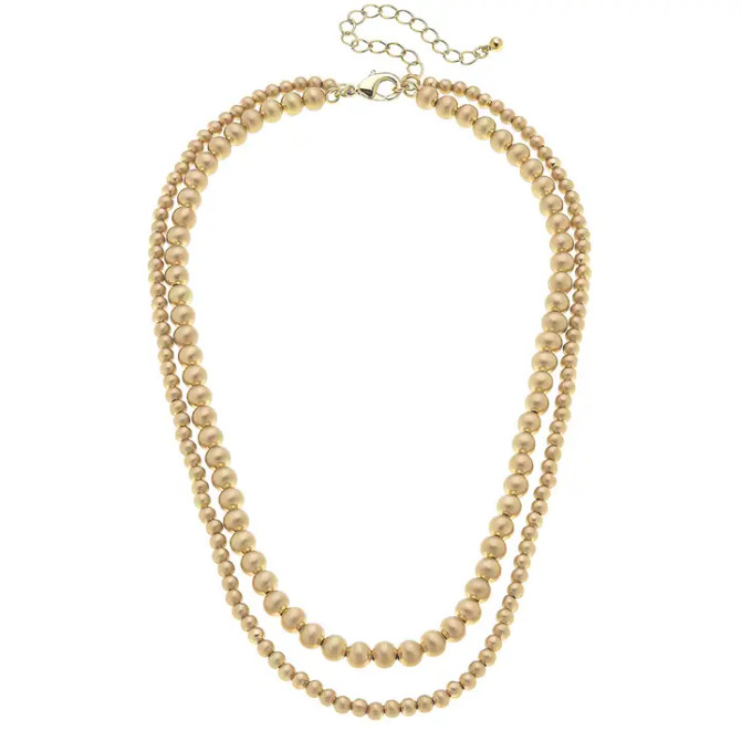 Canvas Ember 2-Row Ball Bead Necklace - Gold