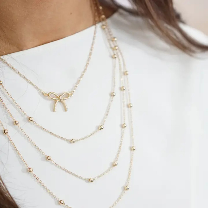 Canvas Bessie Rope Bow Necklace in Shiny Gold