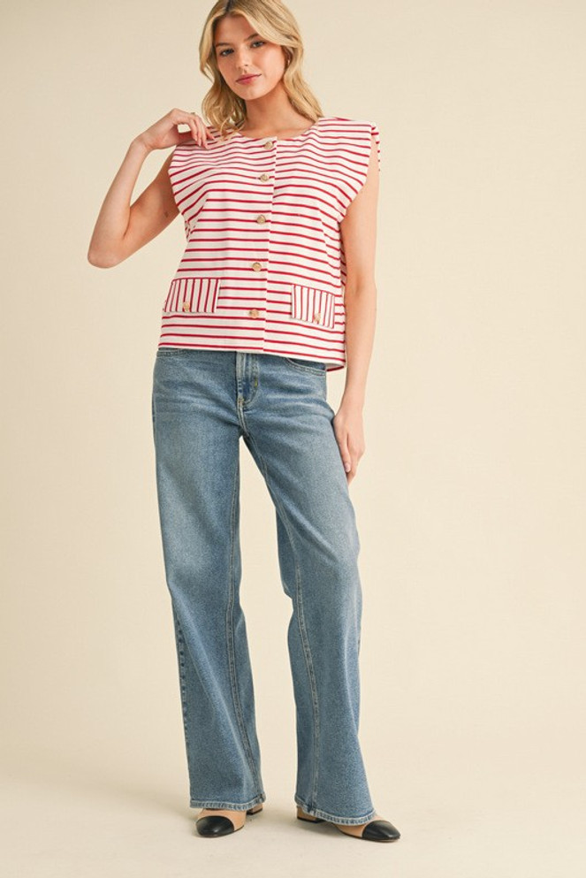 Jodifl Stripes Cardigan Vest Top