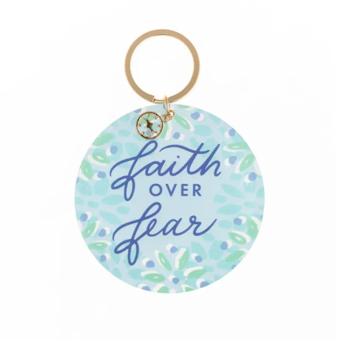 Mary Square Acrylic Keychain Faith Over Fear