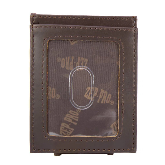Zep-Pro Lab Men's Magnetic Front Pocket Old School Camo Leather Wallet - Brown