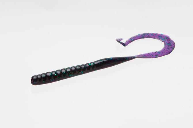 Zoom Mag II 9″ Ribbon‑Tail Worm – Salt‑Impregnated Soft Plastic (20‑Pack) - June bug