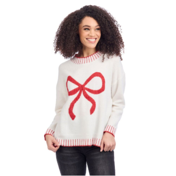 Mud Pie Wilder Bow Sweater - White