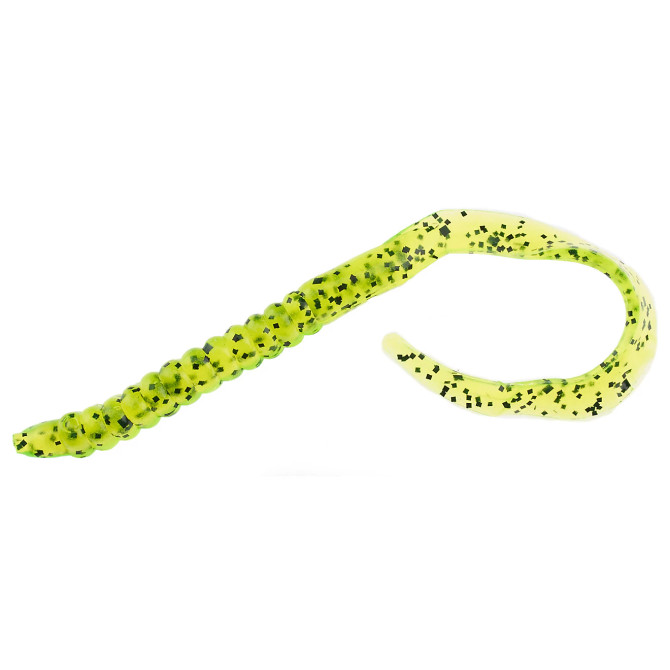 Zoom U‑Tail 6″ Salt‑Impregnated Worm – 20‑Pack - Chartreuse/Pepper