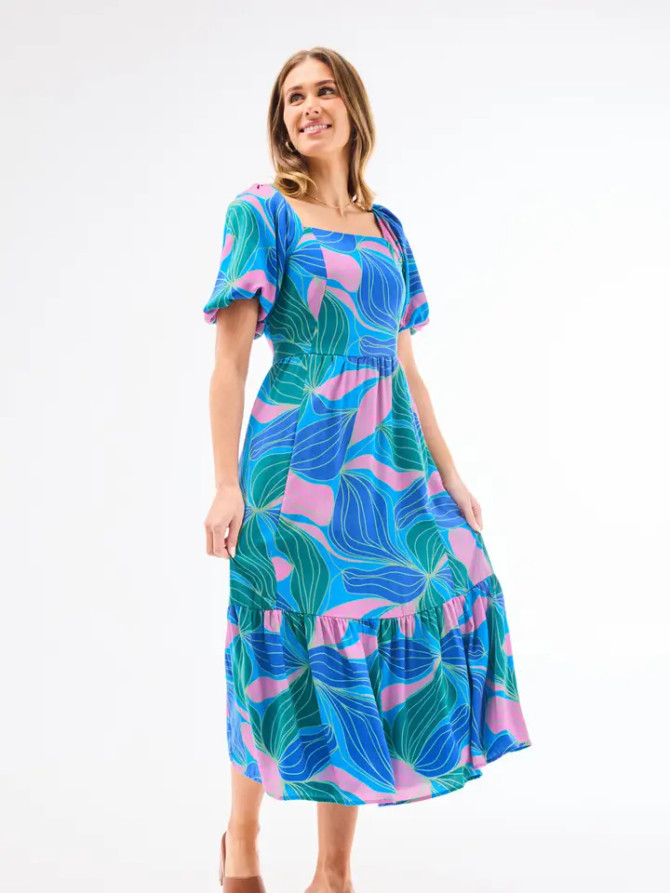 Mary Square Alexi Dress - Glow Over Blue