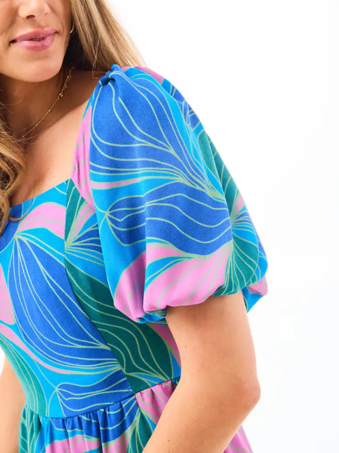 Mary Square Alexi Dress - Glow Over Blue