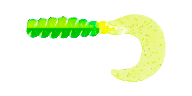 Zoom Big Bite Fat Grub 2″ – Salt‑Impregnated Curl-Tail Grub (10‑Pack) - Tractor Green