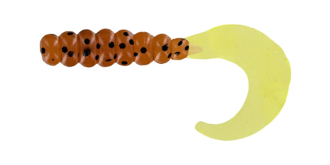Zoom Big Bite Fat Grub 2″ – Salt‑Impregnated Curl-Tail Grub (10‑Pack) - Pumpkin/Chartreuse