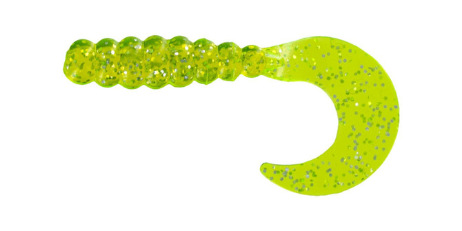 Zoom Big Bite Fat Grub 2″ – Salt‑Impregnated Curl-Tail Grub (10‑Pack) - Chartreuse Shine