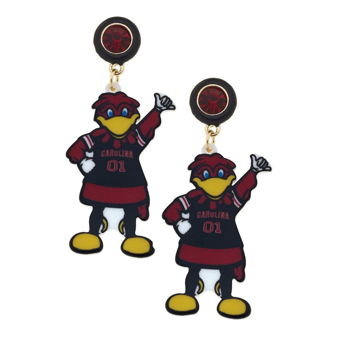 Canvas South Carolina Cocky Gamecock Resin Mascot Earrings