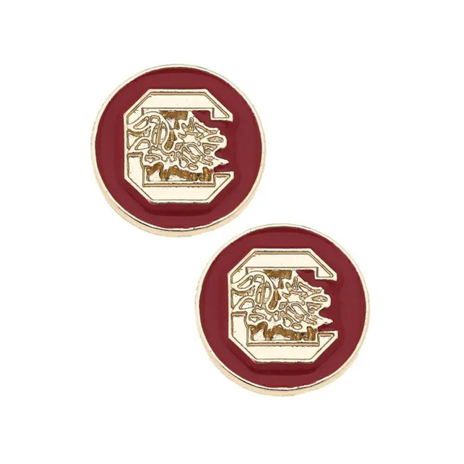 Canvas South Carolina Gamecocks Logo Circle Stud Earrings