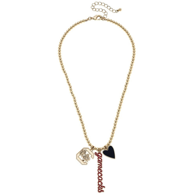 Canvas South Carolina Gamecocks Ball Bead Charm Necklace
