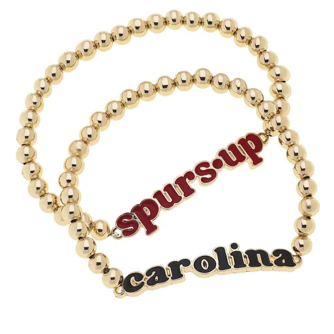Canvas South Carolina Gamecocks Slogan Ball Bead Bracelet Set of 2